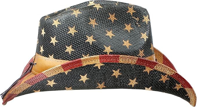 Image of Peter Grimm Straw Round Up Cowboy Hat - Stylish and Versatile Straw Hat for Men and Women - One Size