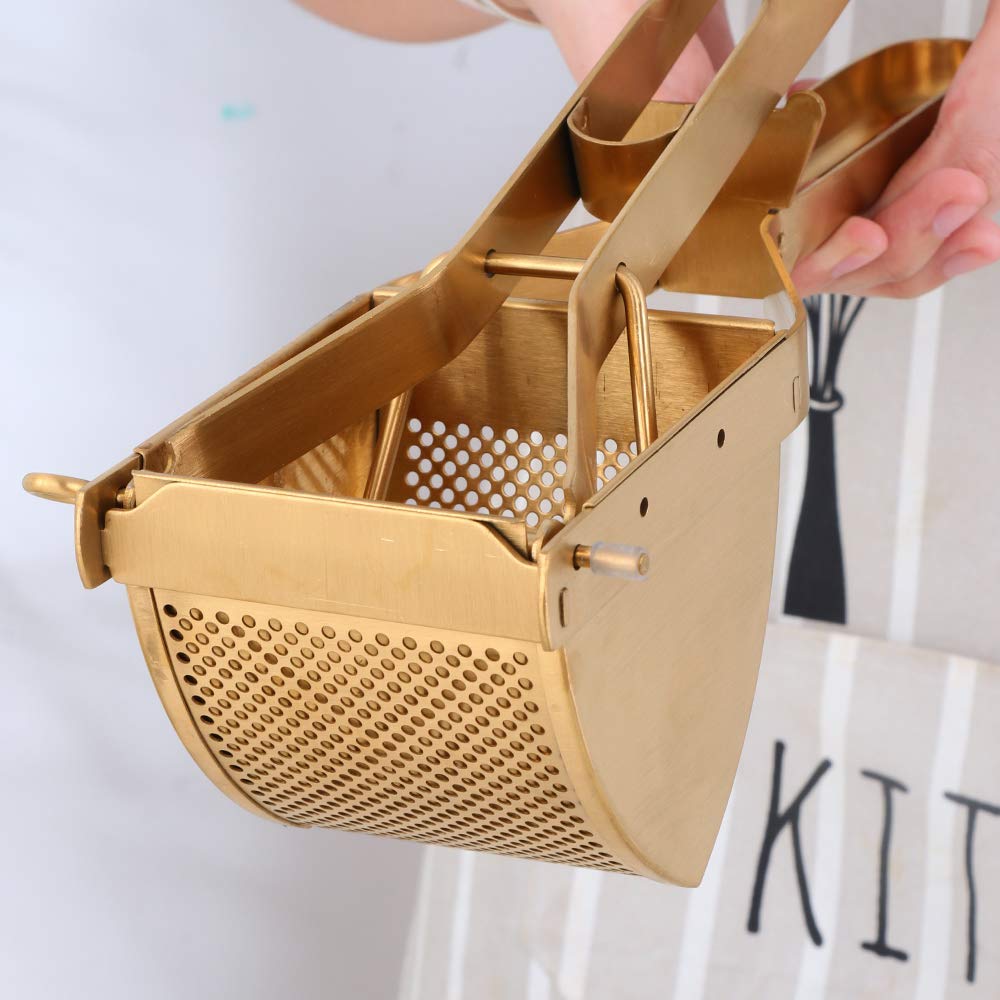 Meisha Kartoffelpresse und Stampfer Edelstahl Heavy Duty Baby Food Sieb Obststampfer und Lebensmittelpresse mit ergonomischem Komfortgriff, Gold