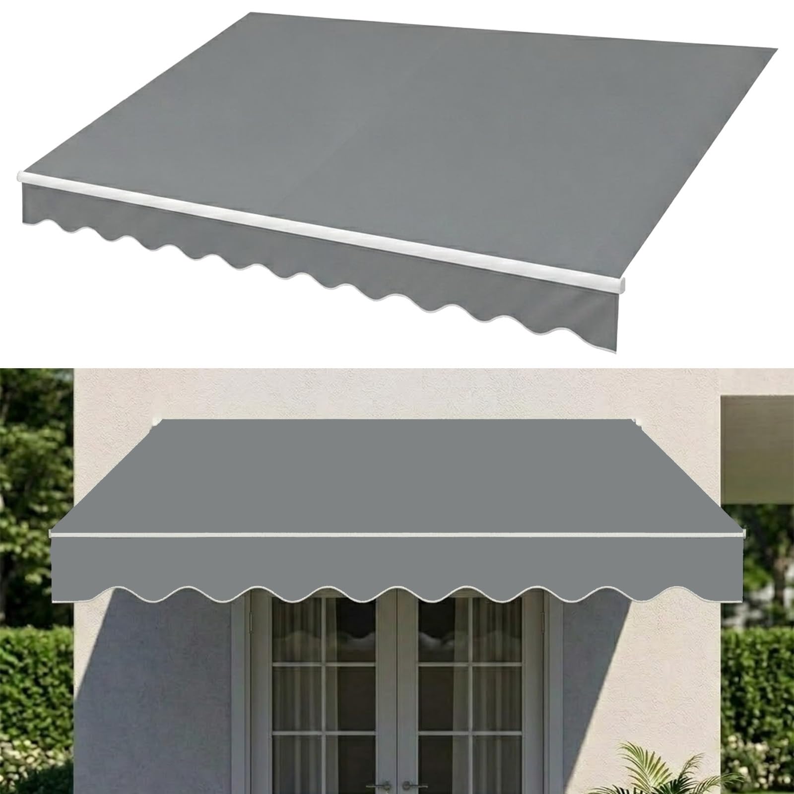 Lona de repuesto para toldo exterior 340x250cm gris sin marco