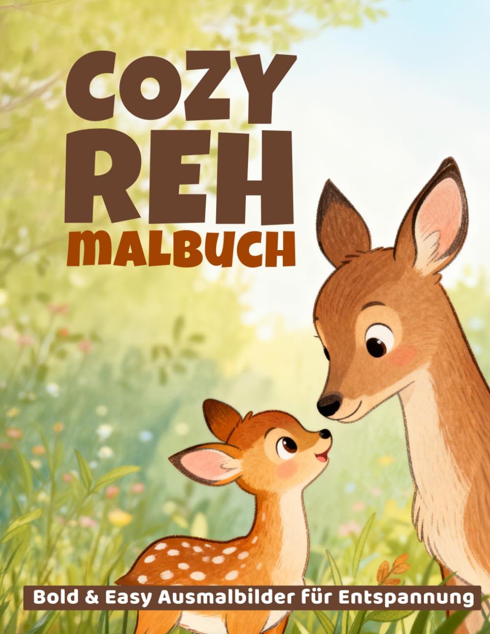 Cozy Reh Malbuch - Bold & Easy Ausmalbilder für Entspannung: Süße Waldmotive zum gestalten für Erwachsene & Kinder