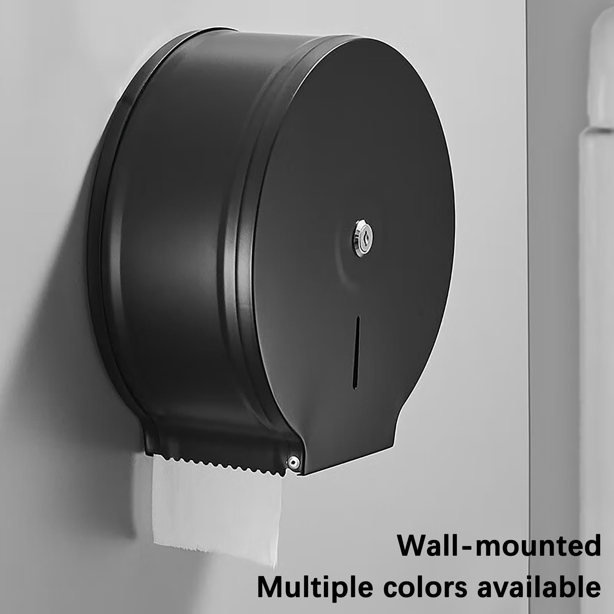 NICEME Dispenser di asciugamani di carta, Dispenser carta igienica commerciali, Funzione di blocco, Distributore industriale medio di rotoli, Diametro 255mm Mandrino 40mm, Nero