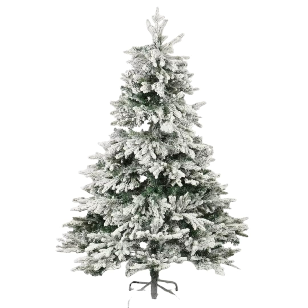Trendi Snow Flocked 6Ft Premium Flocked Artificial Christmas Tree | 100% Pe Injection-Moulded Realistic Pine | Full & Lush Hinged Branches | Easy Setup With Durable Metal Stand (Snow Flocked)