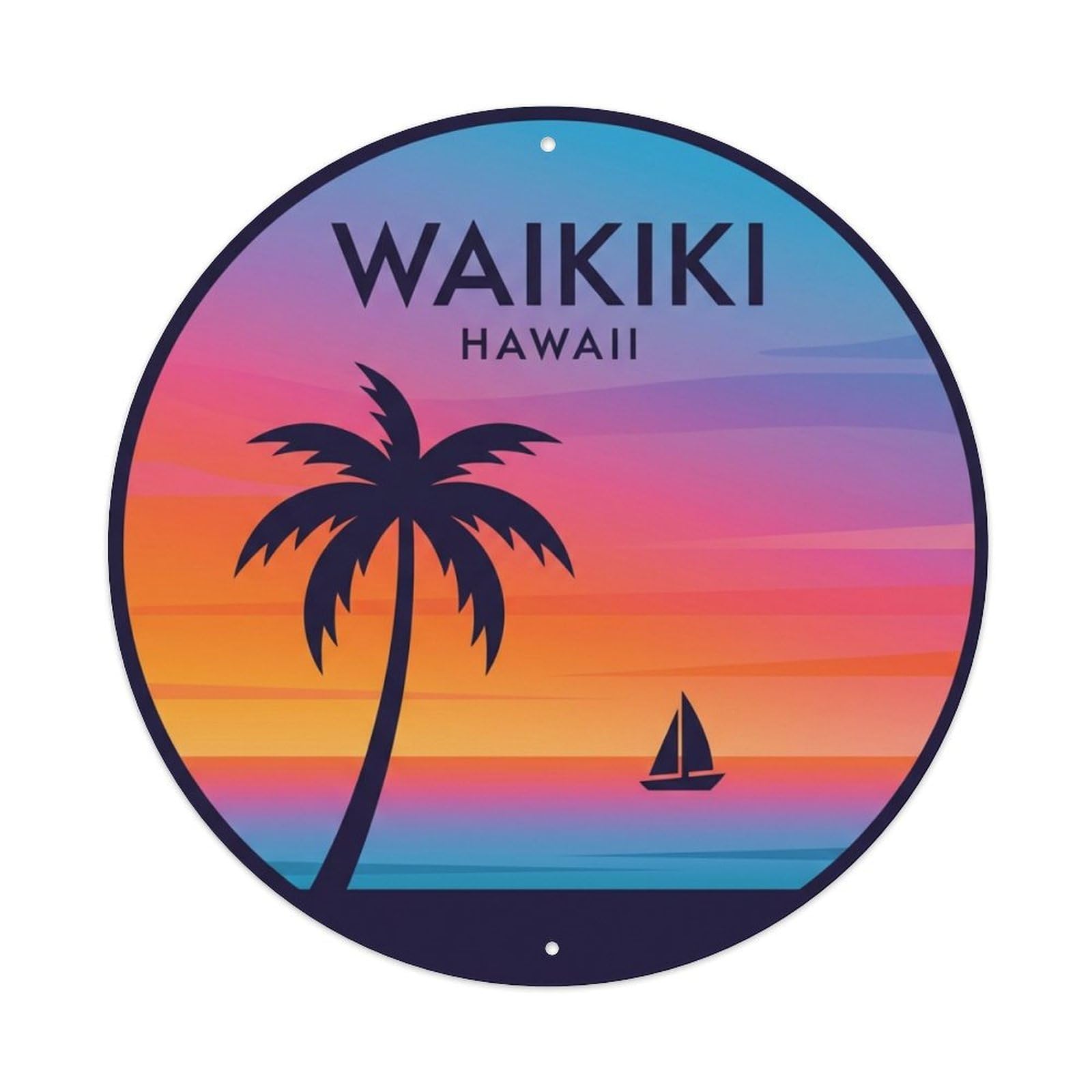Vintage Travel Waikiki Hawaii Tranquility Metal Tin Sign