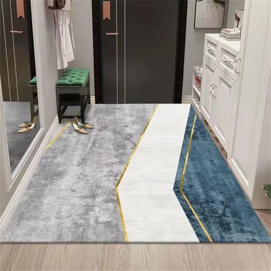 Tapis enfant chambre bleu et gris moderne, grand tapis de salon universel 200x300