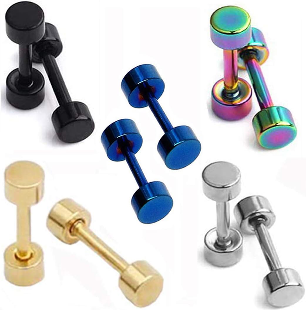 EACHLP Dot Earrings, High Polished Surgical Steel Screw Flat Back Disc Stud Earrings for Women Men Pack of 5 Pairs(3MM/4MM/5MM/6MM/8MM Option)