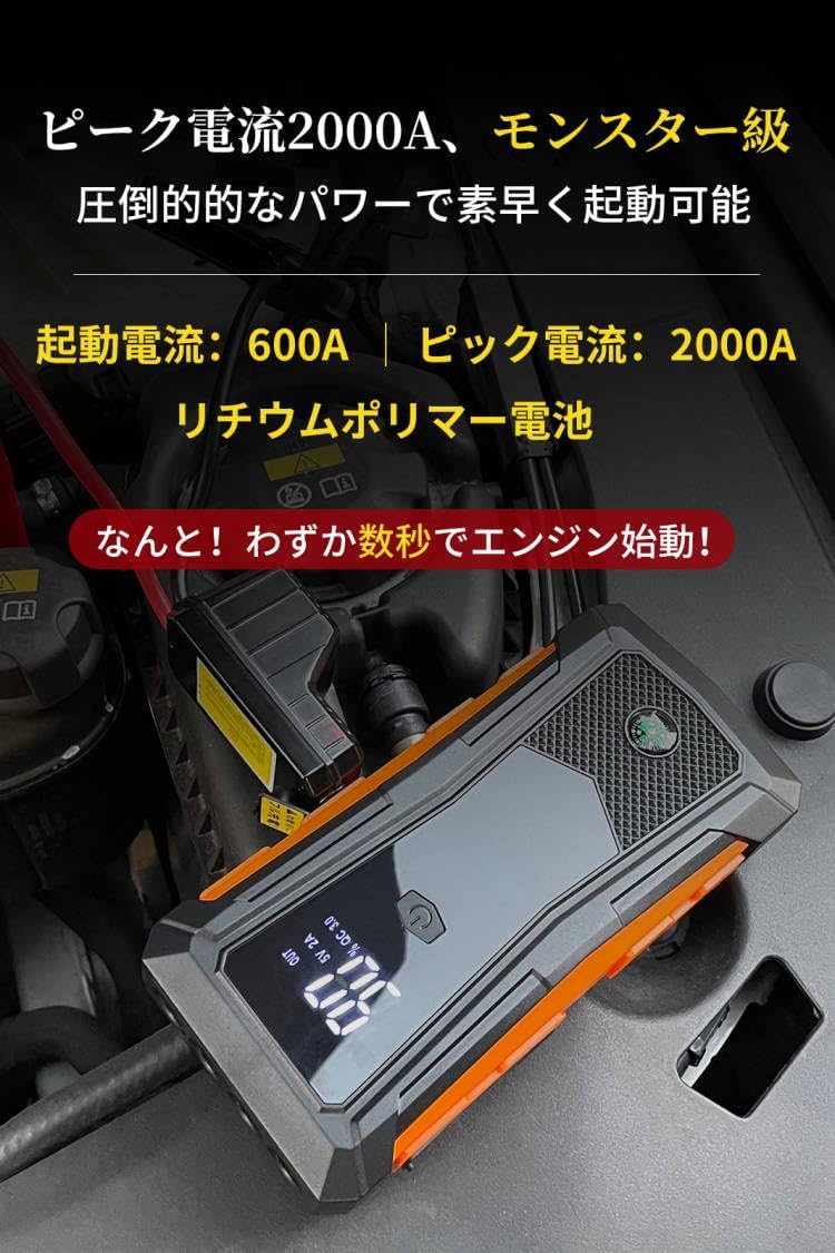 Amazon | ジャンプスターター 12V スーパーコンデンサ搭載 リチウム