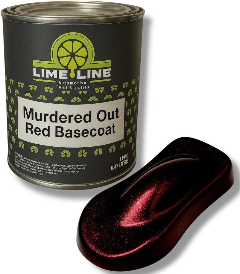 LiME LiNE Shadow LiNE Automotive Basecoat - Changes with Light - Black in the Shadows, Dazzling Metallic Under Light - 2K Clearcoat Topcoat Required (Murdered-Out Red, 1 Pint)