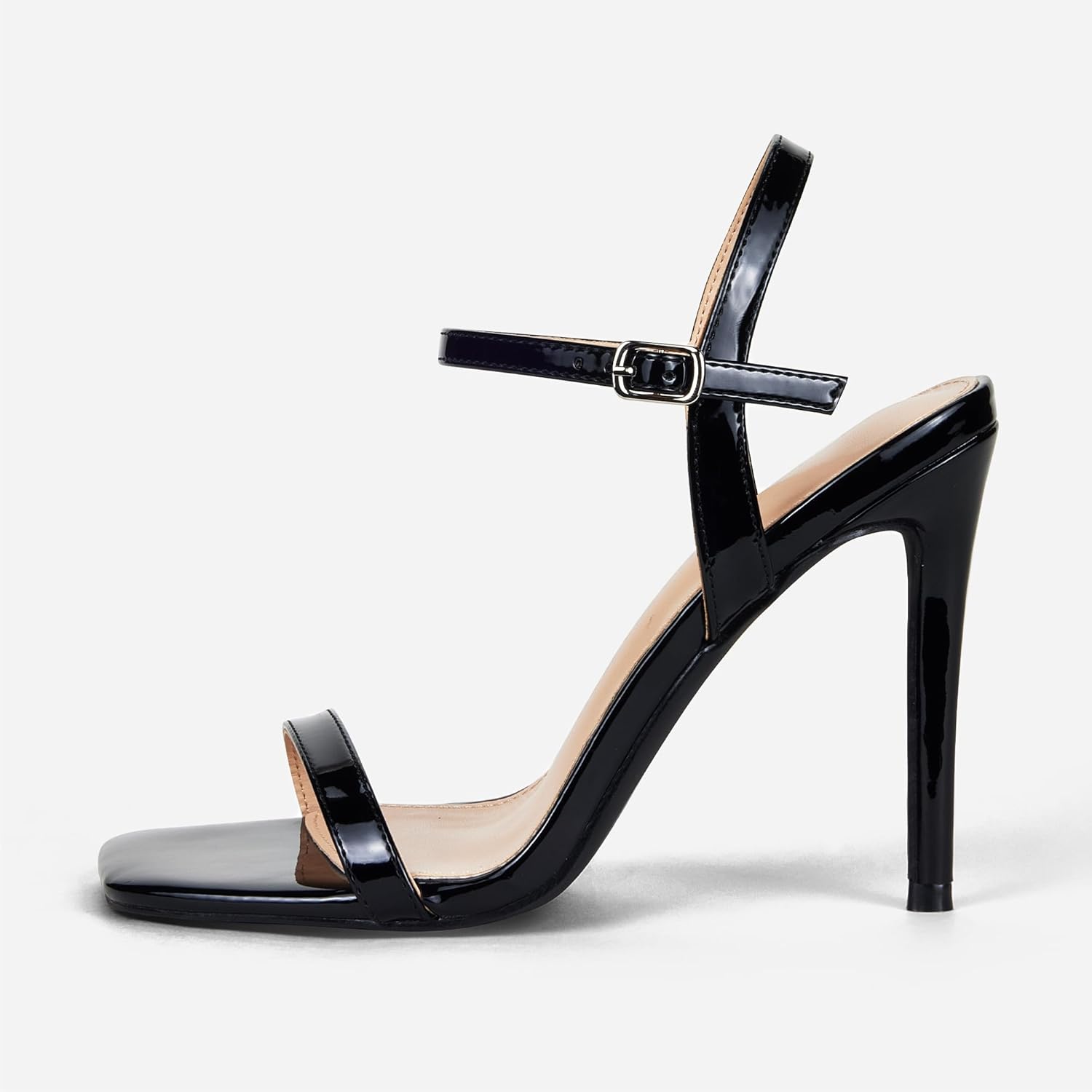 Elisabet Tang Women's High Heeled Sandals 4 Inch Strappy Sling Back Stiletto Open Square Toe Heels with Ankle Straps at Wedding Party Prom Work Dating - Image 5