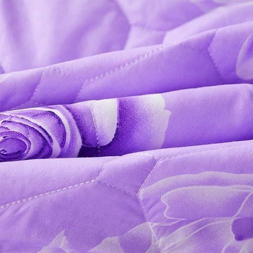 Miniatura 5 de Juego de falda de cama con volantes de 3 piezas, 3 piezas, cobertura lateral de 15.7 pulgadas, suave y cálido (rosa morado, 70.9 x 78.7 in para cama