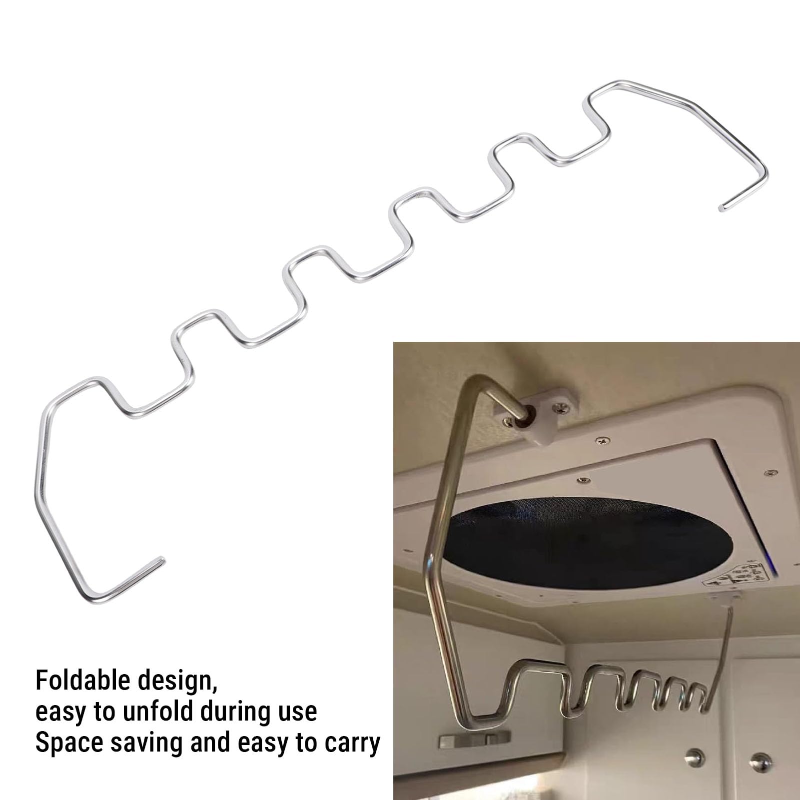 Alomejor Tendedero de Ropa Interior para RV, Organizador Plegable para Camping, Remolque, Hogar, Acero Inoxidable con 6 Ranuras