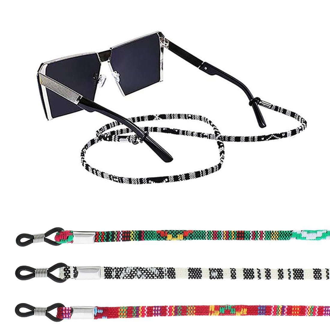 USTNIR USTNIR 6Pcs Cordones para Gafas Correa Cuerda Gafas de Sol Étnico Cadena de Gafas Lectura Retenedor Estampado Étnico de Gafas Mujer Hombre Niños Accesorios para Gafas Universales