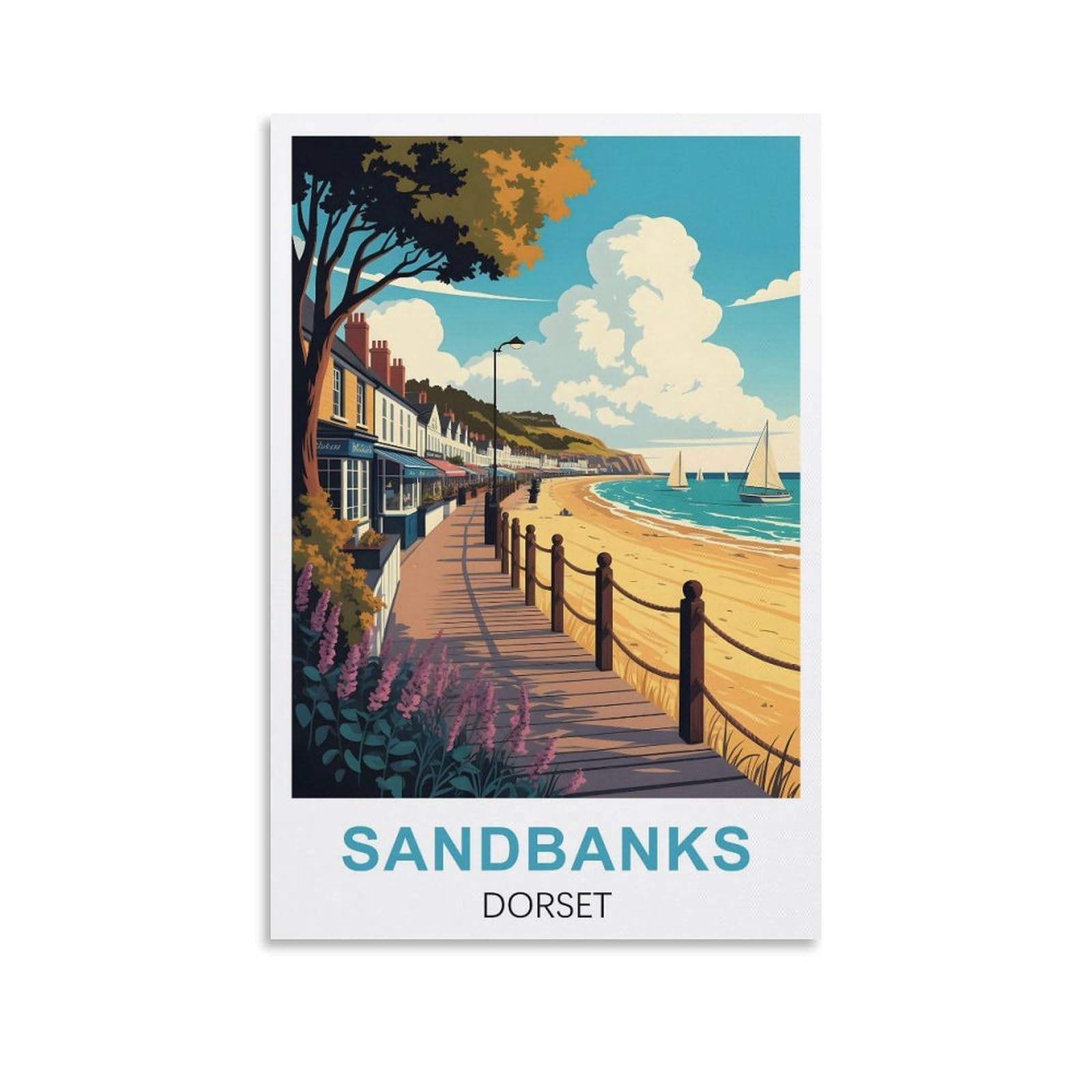 Ezmlfa S247 5D Diamond Painting Kits,Sandbanks Dorset,Diamond Painting Kits For Beginners Round Full Drill Painting With Diamonds Gem Art For Home Wall Decor 30X40cm