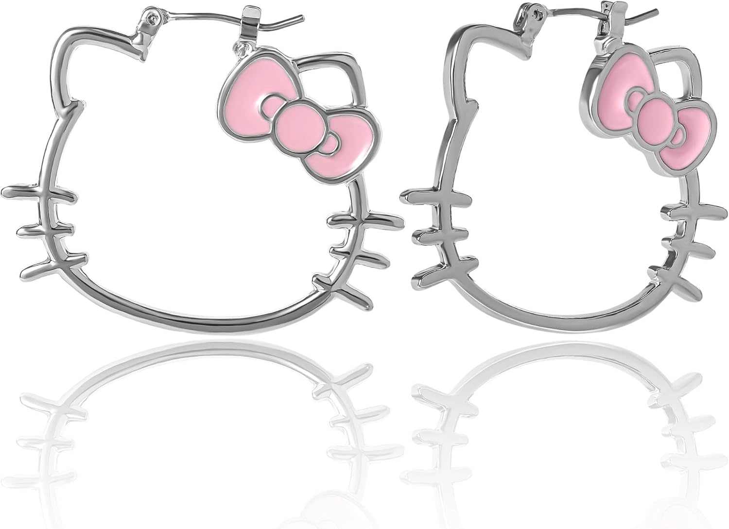Sanrio Hello Kitty Jewelry Dangle and Hoop Earrings for Women, Fashion Hello Kitty Earrings with Crystals or Enamel Plating