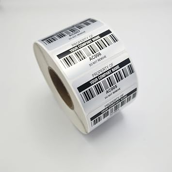 Custom Barcode Stickers with Asset Tag | Durable Adhesive Labels for Equipment, Inventory & Property ID | 2"x1" Size Options Silver+ Black | Weatherproof & Industrial Strength 20