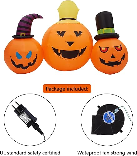 Miniatura 6 de Plusheddy Calabazas inflables de Halloween para decoración al aire libre con luz LED integrada. Decoración de patio inflable con luces LED