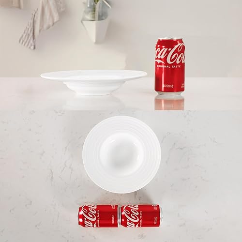 Miniatura 3 de Tazones de sopa Plato de sopa de 8 onzas para pasta, juego de 4 platos blancos poco profundos, cuencos de porcelana con borde, hornos de microondas