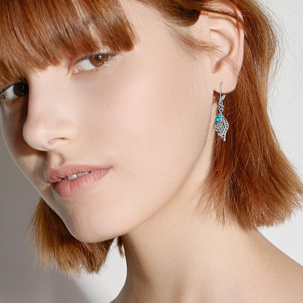 Vintage Filigree Turquoise Dangle Earrings 925 Sterling Silver Oxidized 4 * 6mm Teardrop Genuine Turquoise Earrings Jewelry Gift for Women - Image 6