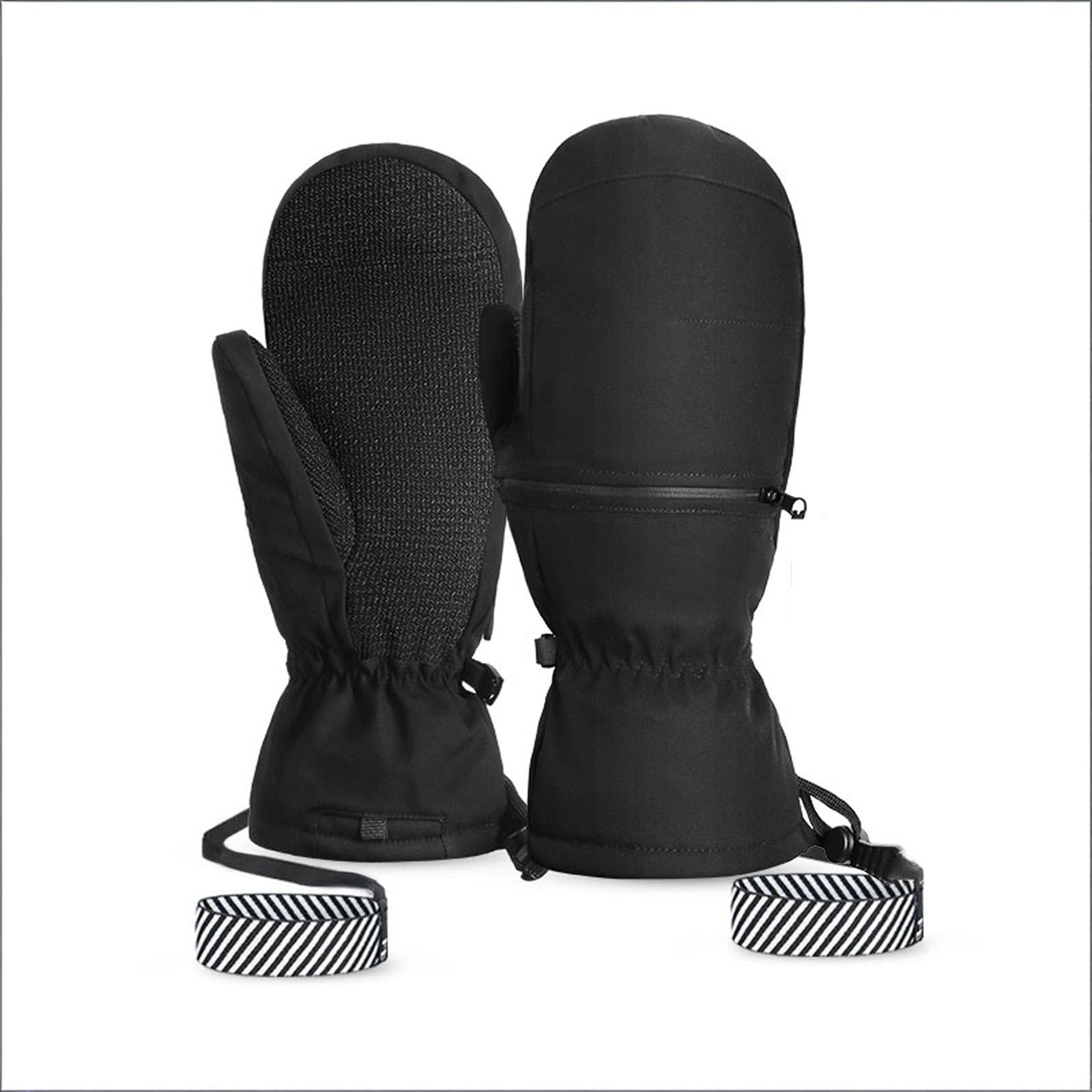 Guanti Termici, muffole Moto Invernali, Guanti Touchscreen Presa Antiscivolo, per Sci, Corsa, Alpinismo, Snowboard, Ciclismo,[b] Black,S