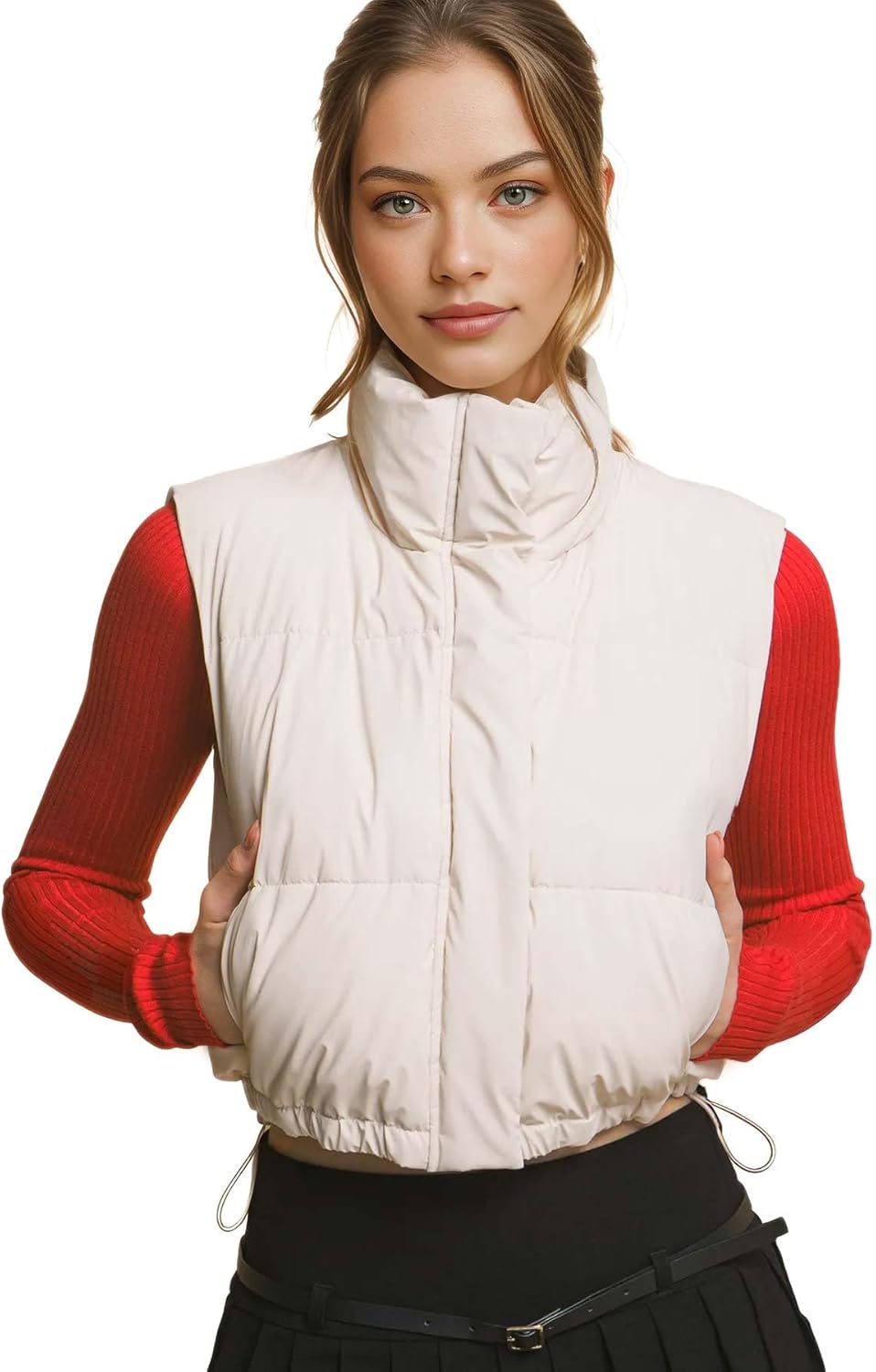 Micro Faux Leather Puffer Vest