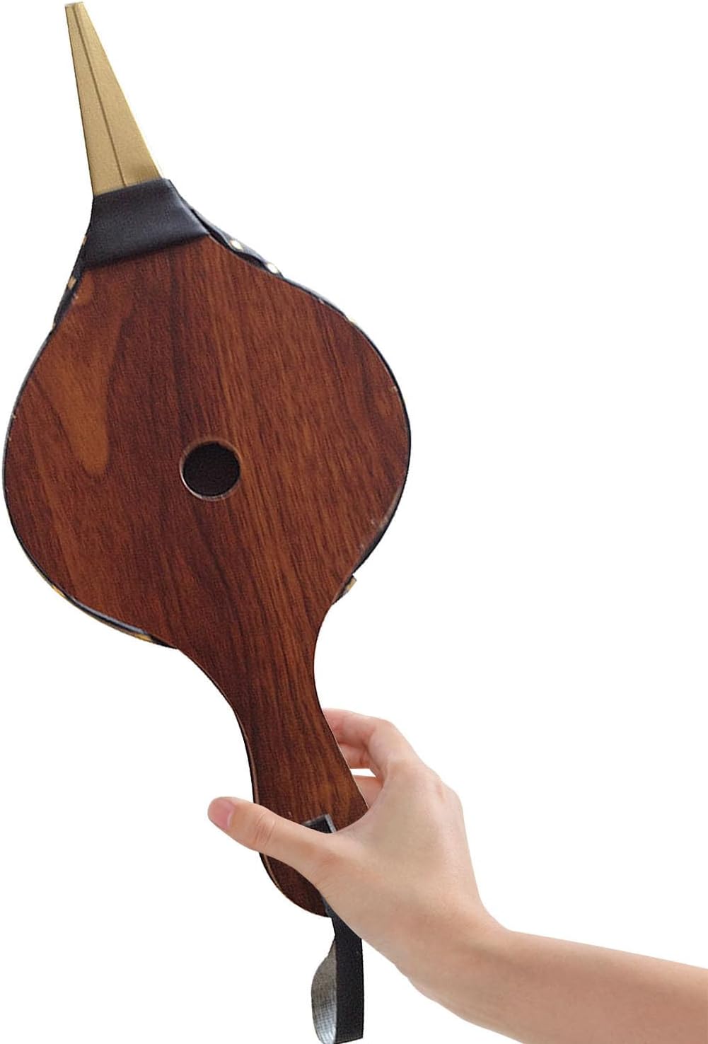 2pcs Wood Fireplace Bellows Handheld Wave Structure Brown 17 X 7.5