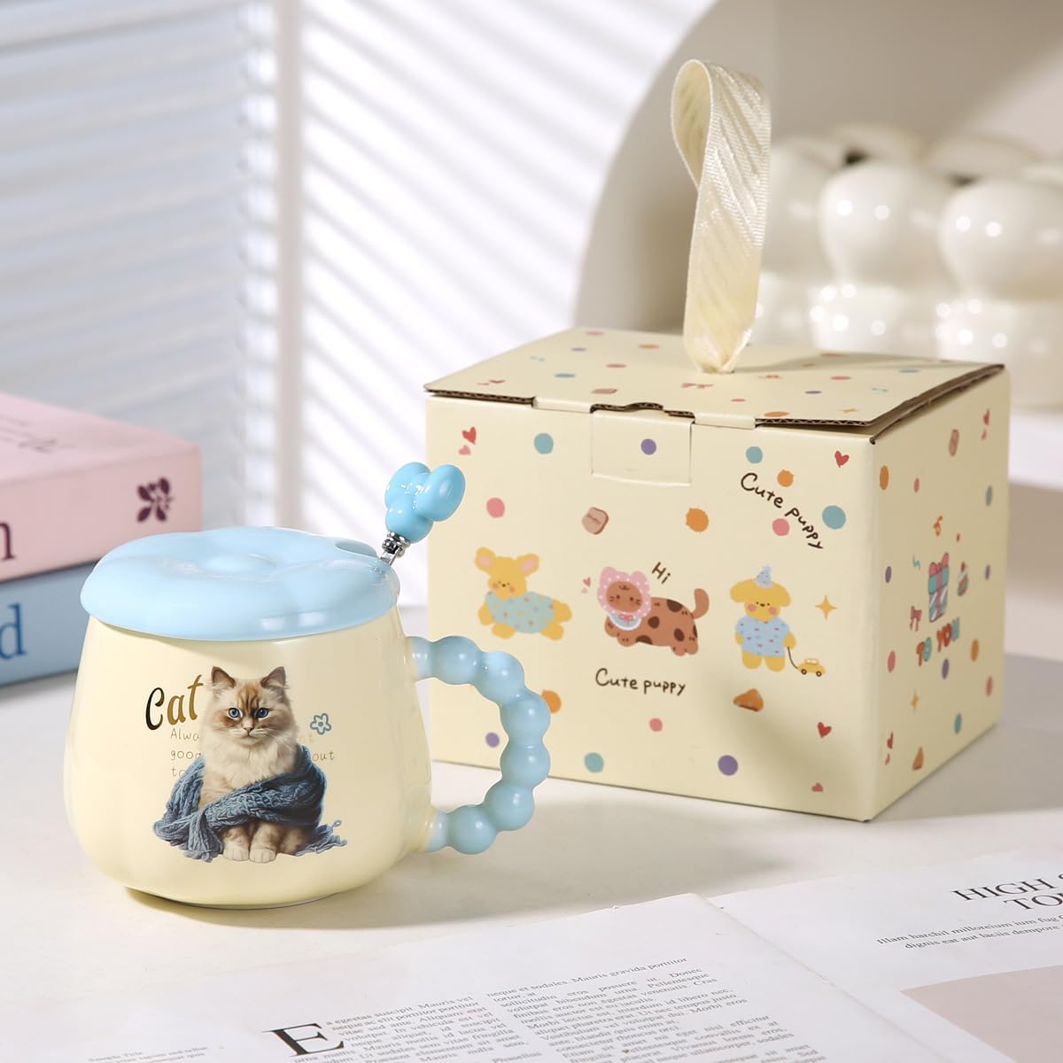 Tea Cup Gifts for Mom Birthday Gift for Women,Glass Coffee Enamels Mug Butterfly Sky Blue Flower Cup Unique Valentines Christmas Mothers Day gift For Mom Women Wife Sister Coworker Female Friend