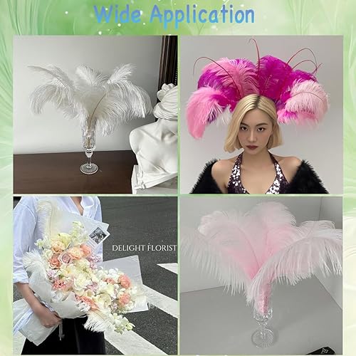 Miniatura 10 de LONDGEN 10 plumas de avestruz de 12-14 pulgadas (11.8-13.8 in) para fiesta, boda, centro de mesa, festival, jarrones de decoración (blanco)
