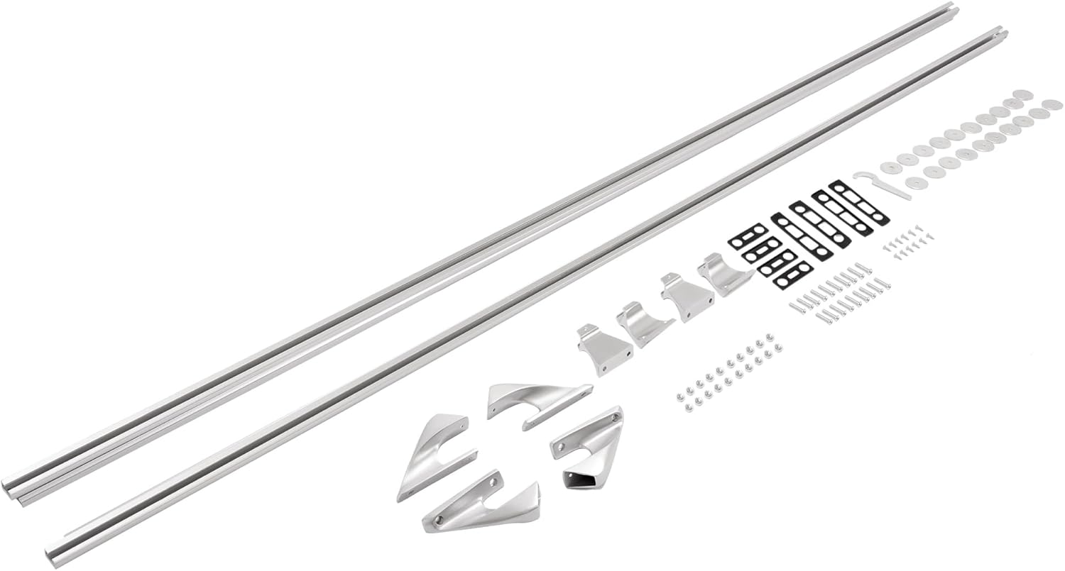 ALMULOO Pair 7.36Ft Truck Bed Rail Compatible with 1967-1991 Chevy Chevrolet GMC Long Bed Trucks Heavy Duty Side Rail Aluminium