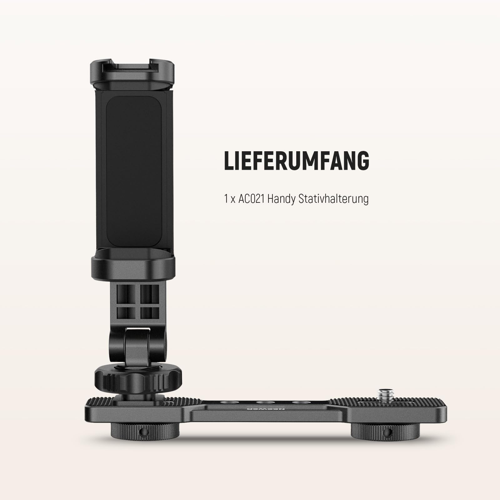 NEEWER Smartphone Halterung kompatibel mit DJI Osmo Pocket 4 & Pocket 3, Professionelle Handyhalterung mit 1/4" Gewinde & Kaltblitzschuh für Stativ, Verlängerungsstange, Videolicht, Mikrofon, AC021