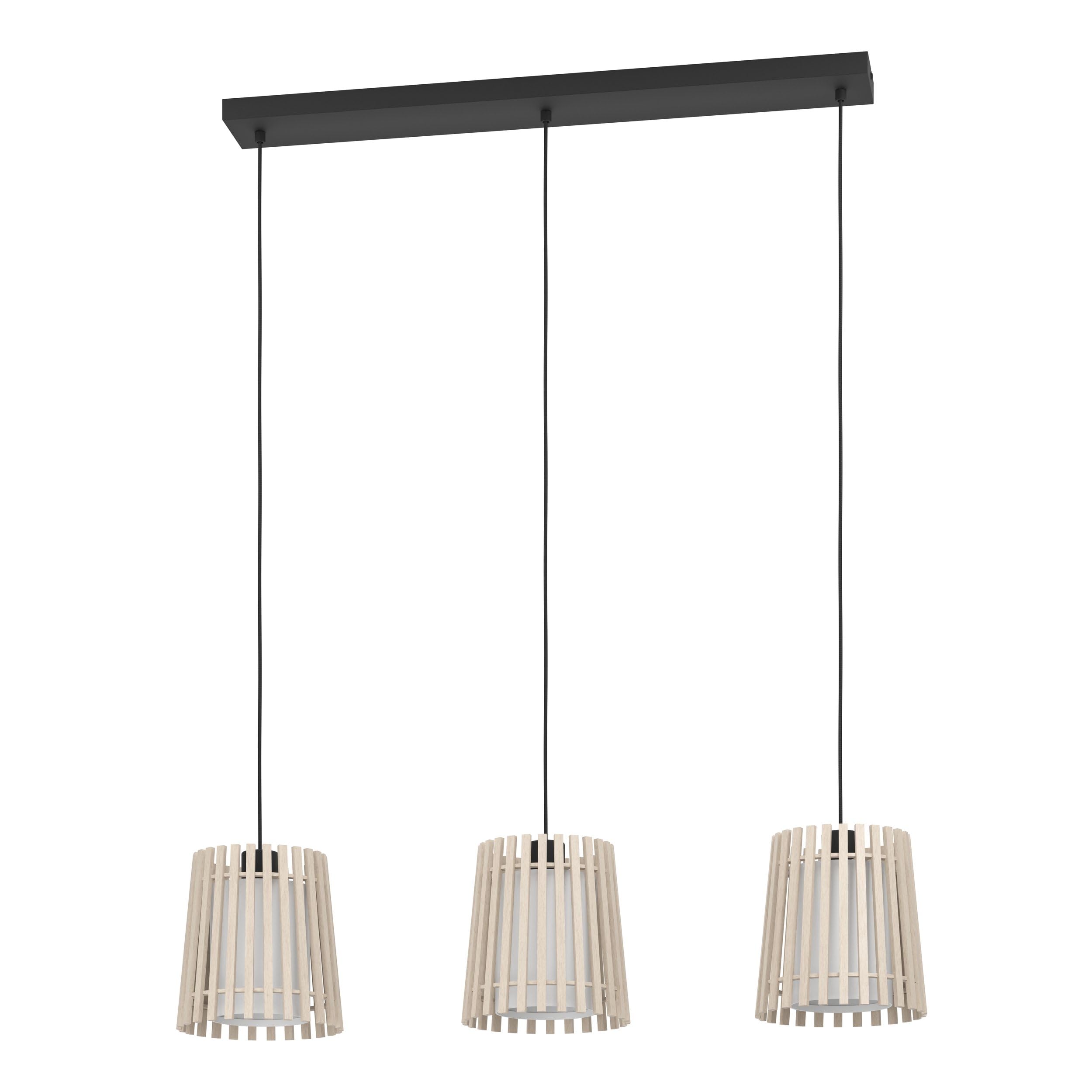 Eglo Fattoria Pendant Light, Double Lampshades, 3-Bulb