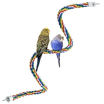 Bird Rope Perch for Parrots, Cockatiels, Parakeets, Budgie Cages Comfy Birds Colorful Rope Perches Toy (Large, 41 Inch)