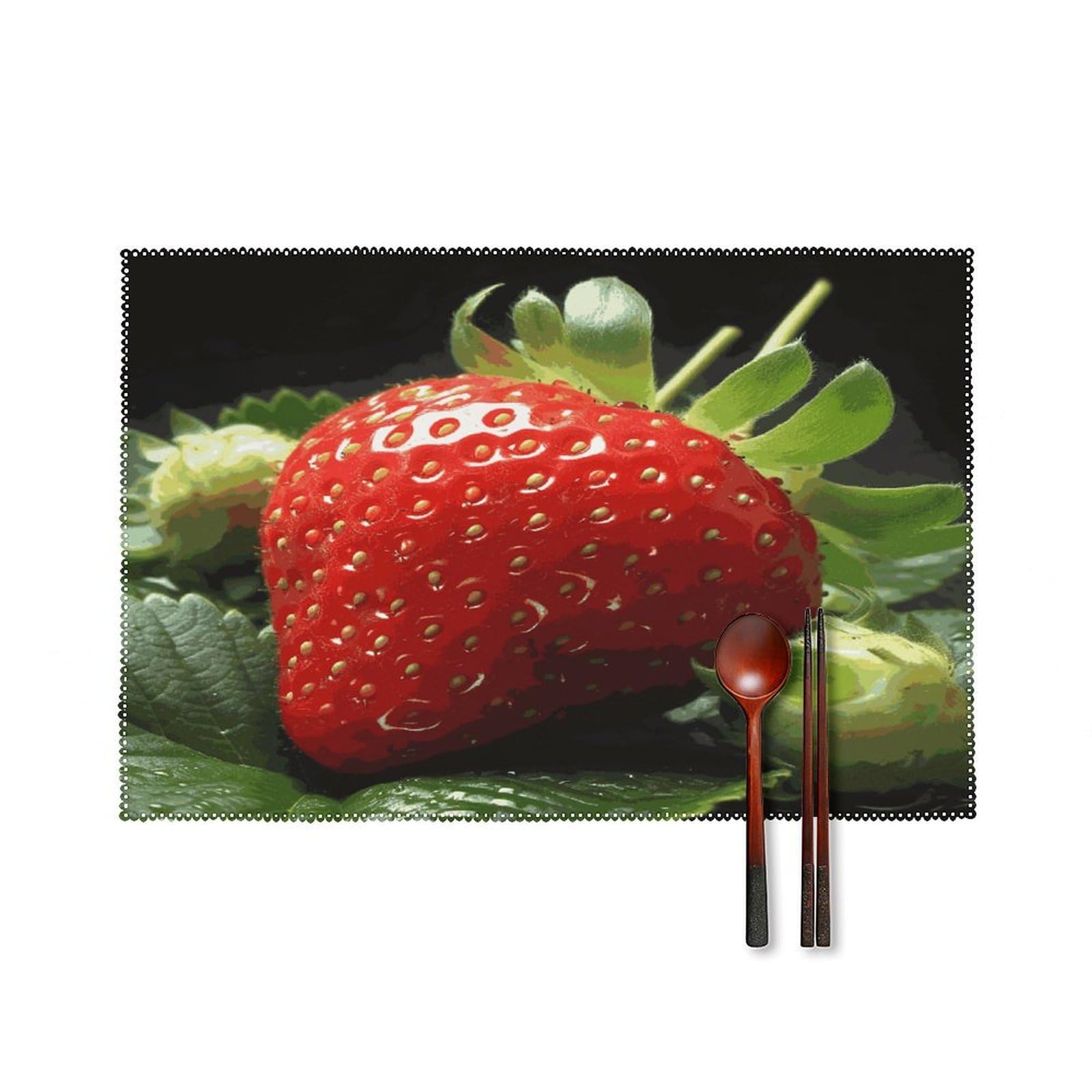 Fekiloot Style Fruit Strawberry Placemats Set Of 6,Table Mat