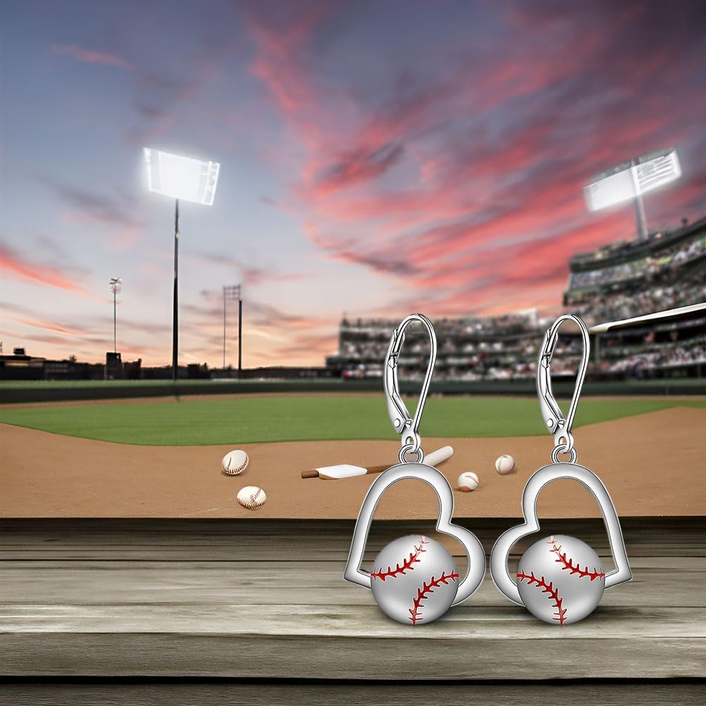 Football Earrings for Women Basketball Volleyball 925 Sterling Silver Rugby Ball Sport Earrings Dangle Drop Small Jewelry Gifts for Sport Lovers - Image 6