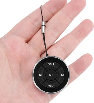 Haokaini Car Bluetooth Media Button Steering Wheel Wireless Audio Music Remote Control Mount Handlebar Car Motorcycle Steering Wheel Music Play Remote Control