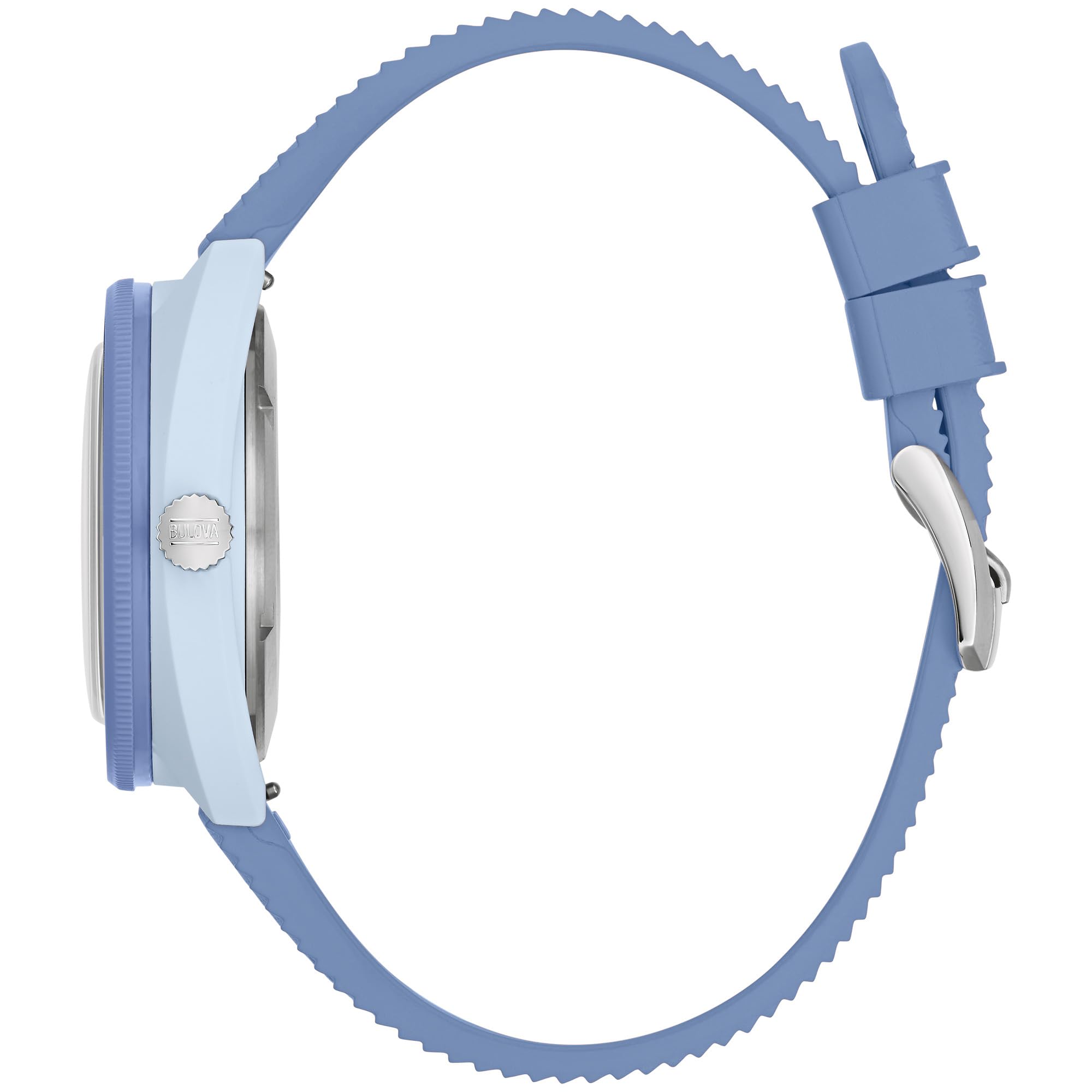 Bulova Oceanographer Snorkel Amazon Exclusive Ceramic Case and White Perforated Rubber Strap Watch, Day Date 100M WR