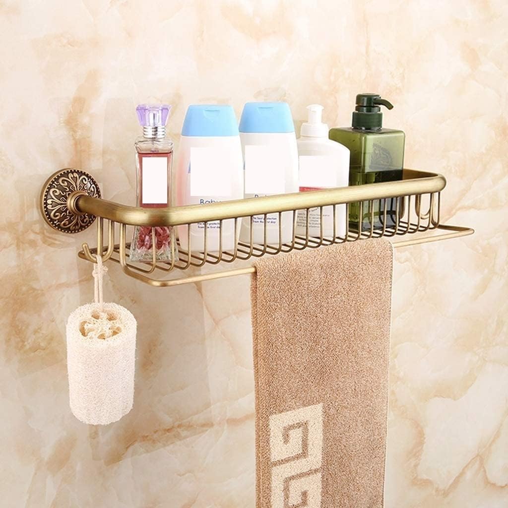 Towel Bar Rack Bathroom Decorative Towel Rack Wall Mounted Vintage Storage Shelf Towel Bar with Hooks for Bathroom (Size : 51 * 18 * 7cm)
