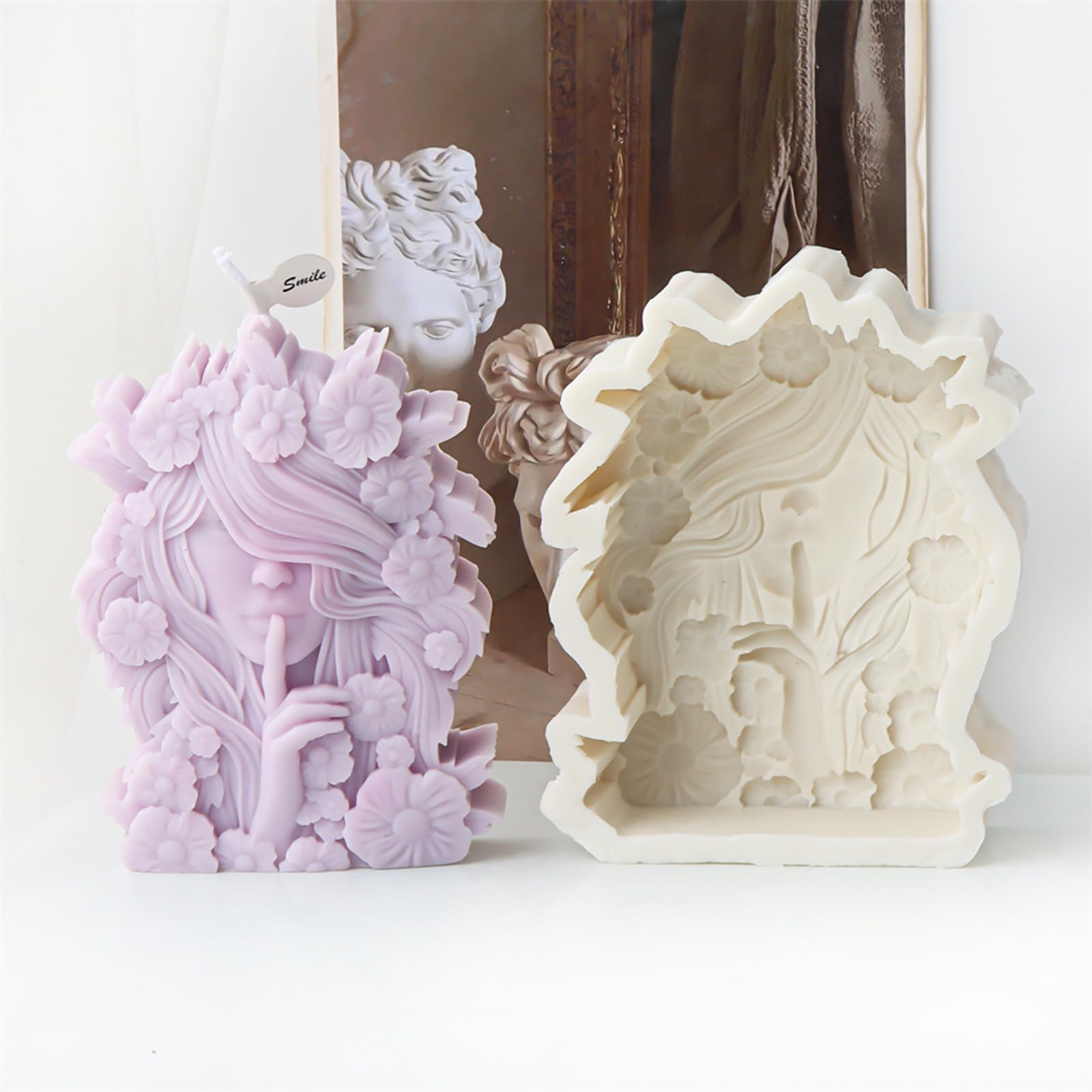 Precioso molde de silicona con forma de niña de las flores, S | Decoraciones de velas únicas, forma de vela suave y flexible para proyectos, forma llamativa en forma de