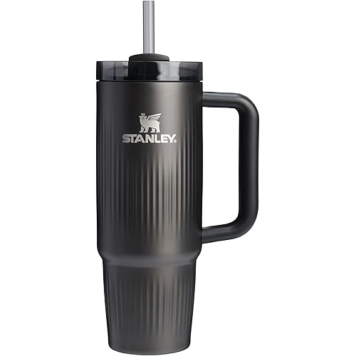 Stanley Quencher H2.0 Tumbler with Handle and Straw 30 oz | Flowstate 3-Position Lid | Cup Holder Compatible for Travel | Insulated Stainless Steel Cup | BPA-Free | Fluted Black