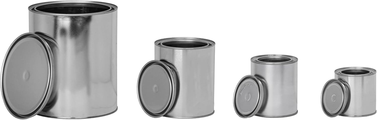 Metal Quart Size Paint Can, Empty Quality Tinplate Unlined Cans w/Lids, Silver Color and%100 Recyclable (Pack of 56)