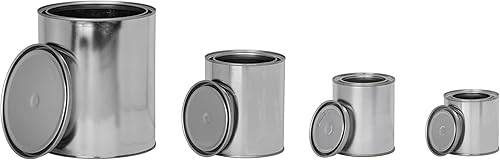 Miniatura 6 de AUTORIND Lata de pintura metálica de tamaño de un cuarto de galón lata vacía sin forro de calidad con tapas color plateado y  100 reciclable paquete