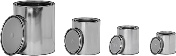 Metal Quart Size Paint Can, Empty Quality Tinplate Unlined Cans w/Lids for DIY and Professional Projects, Silver Color and%100 Recyclable (8)