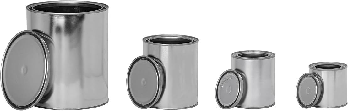 Metal Quart Size Paint Can, Empty Quality Tinplate Unlined Cans w/Lids for DIY and Professional Projects, Silver Color and%100 Recyclable (8)