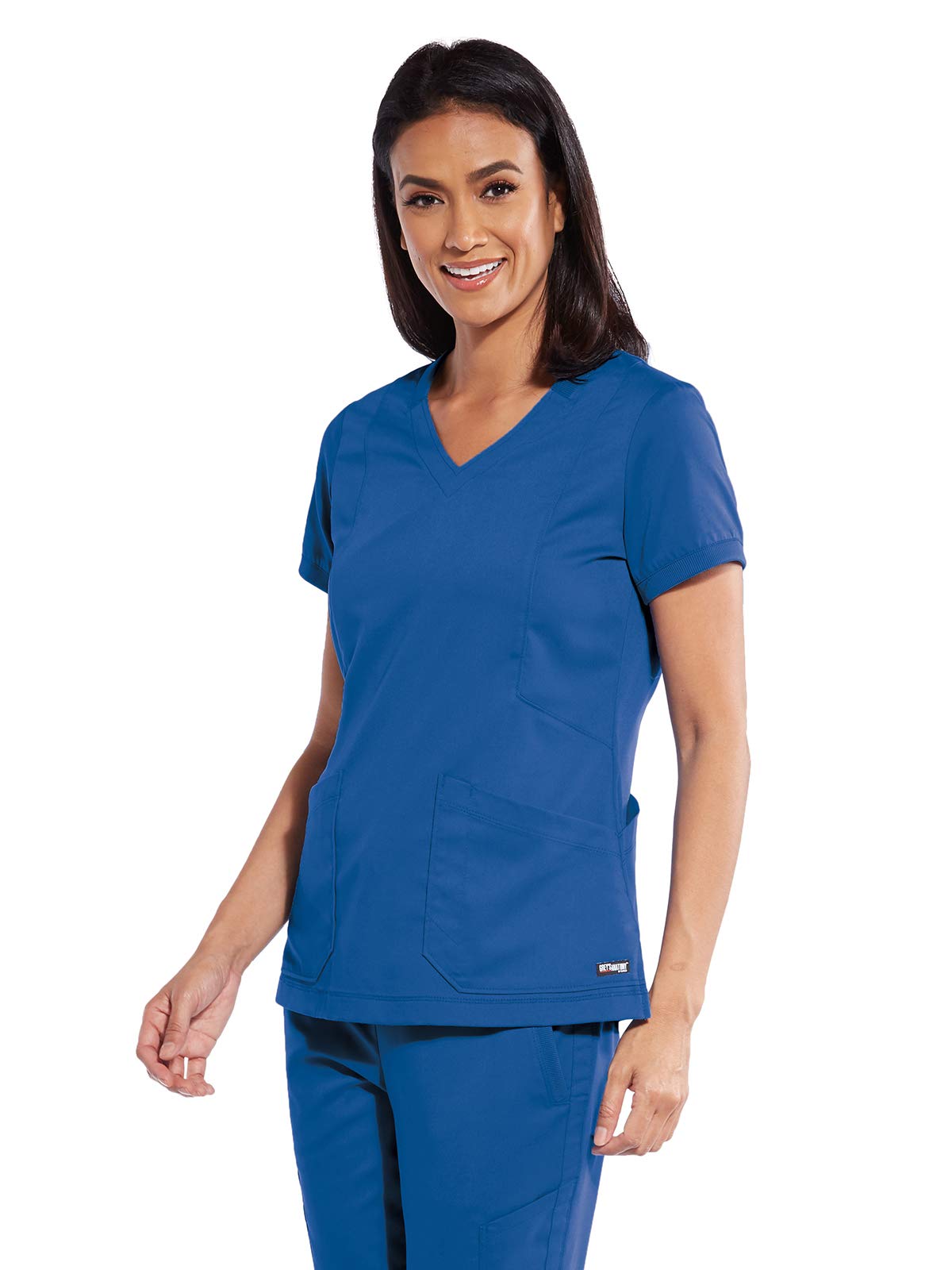 BARCO Grey's Anatomy Scrubs - Kira Scrub Top for Women, V-Neck, Love Printed Zip Pocket Super-Soft Women's Scrub Top