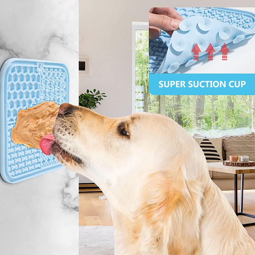 Leckmatte für Hunde und Katzen, super Saugnäpfe zum Baden, Trainieren und Angstzustände reduzieren (grün, quadratisch)