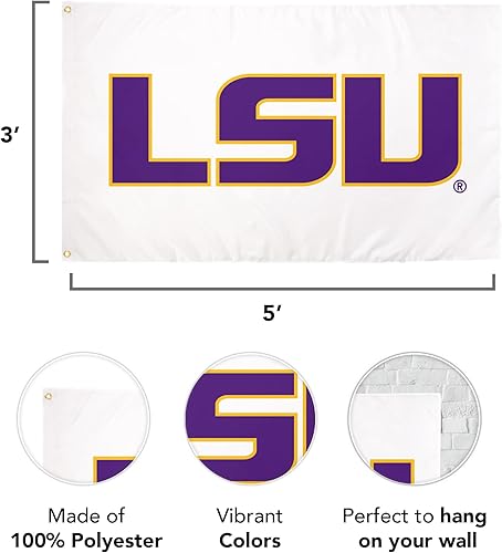 Miniatura 3 de Desert Cactus Bandera de la Universidad Estatal de Louisiana  Bandera de los Tigres LSU de 3 x 5 pies, tela duradera para interiores y exteriores,