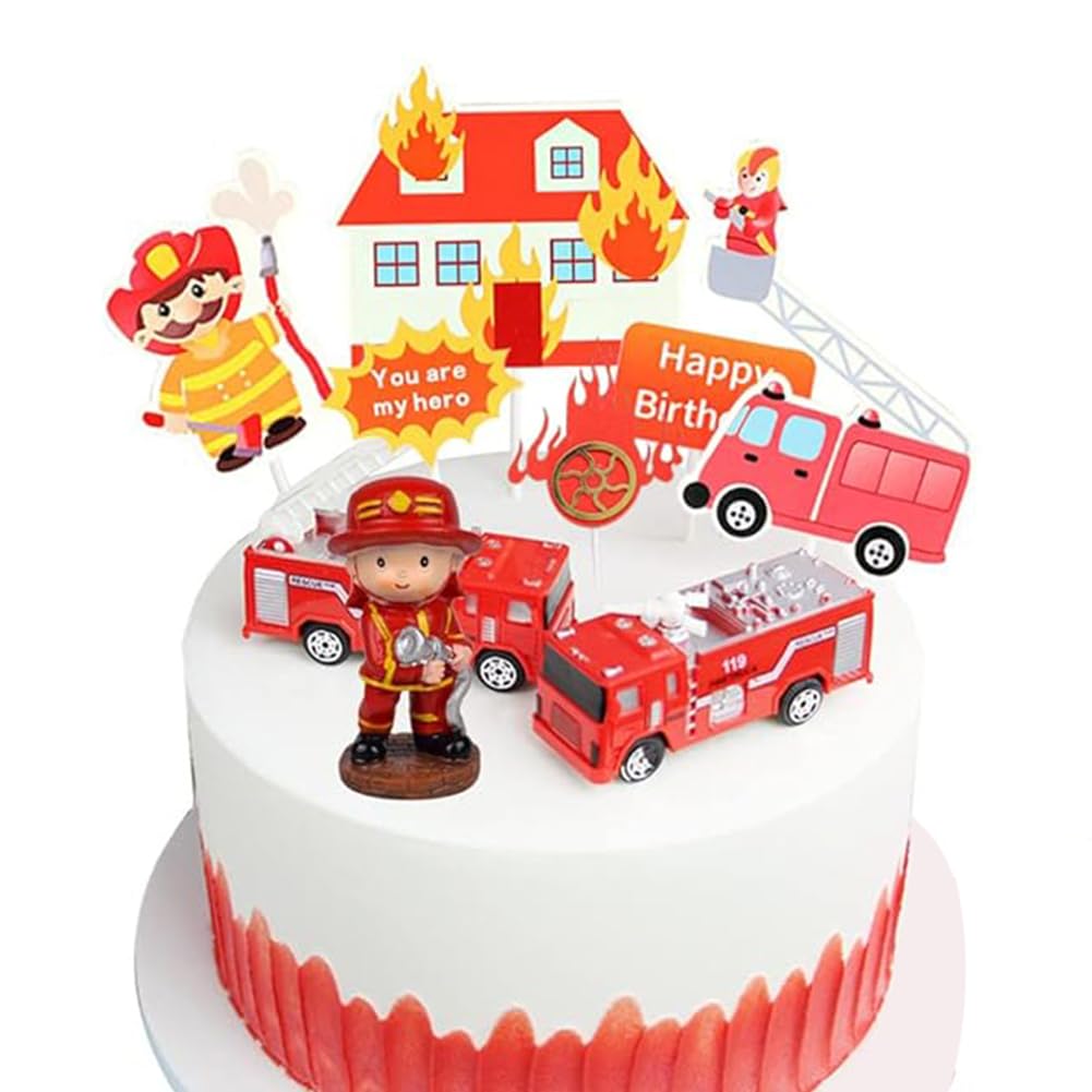 Décoration de gâteau de pompier, décoration de gâteau d'anniversaire d'enfant, décorations de pompier pour enfants