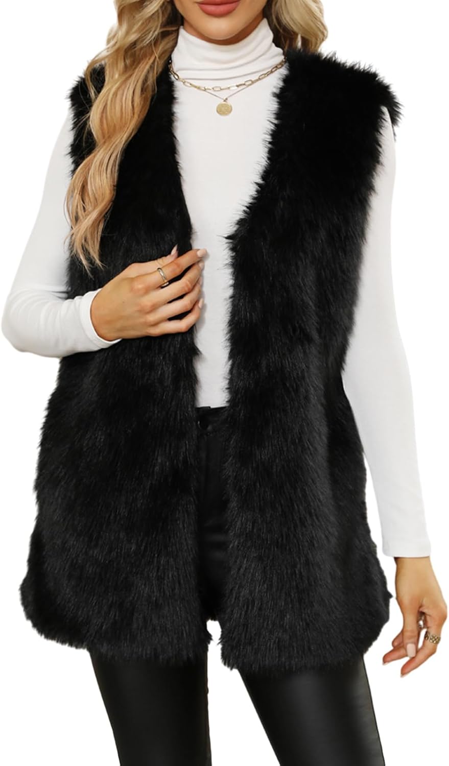 Gilet Sans Manche Femme Fausse Fourrure Gilet Fourrure Sans Manche