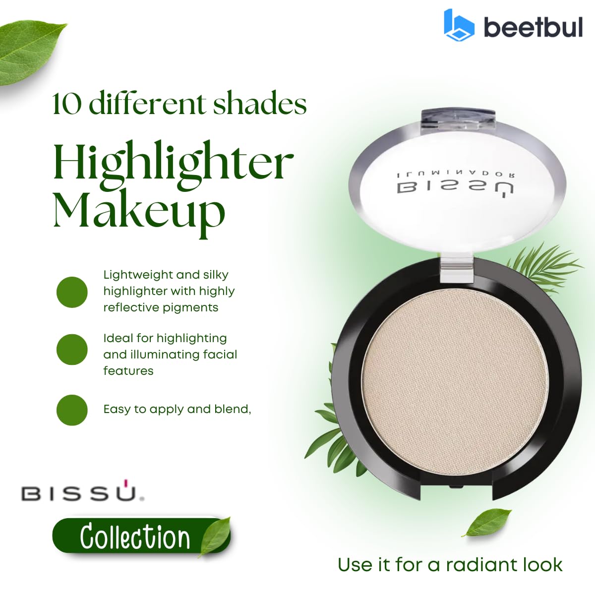Bissú Powder Highlighter Makeup – Lightweight, Silky Formula for Radiant Skin, Easy Application, 10 Versatile Shades (01 Aries, 4.5 Grams) - Image 4