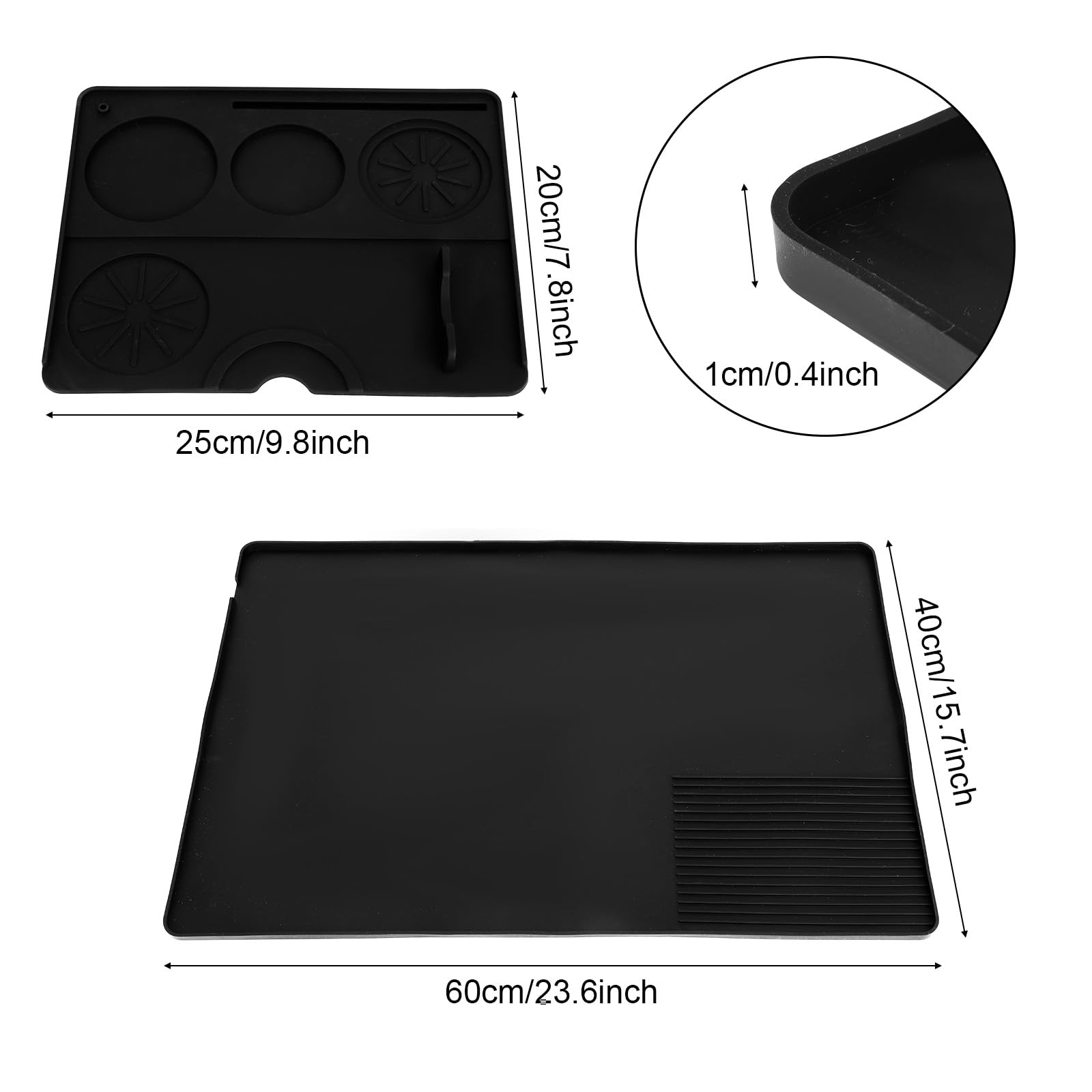 Zestaw Silikonowych Podkładek Pod Kawę 2 w 1 z Podniesioną Krawędzią, 60x40cm Odporny na Ciepło Antypoślizgowy Podkładka Pod Espresso do Ninja Luxe Akcesoriów Ekspresu Kawy
