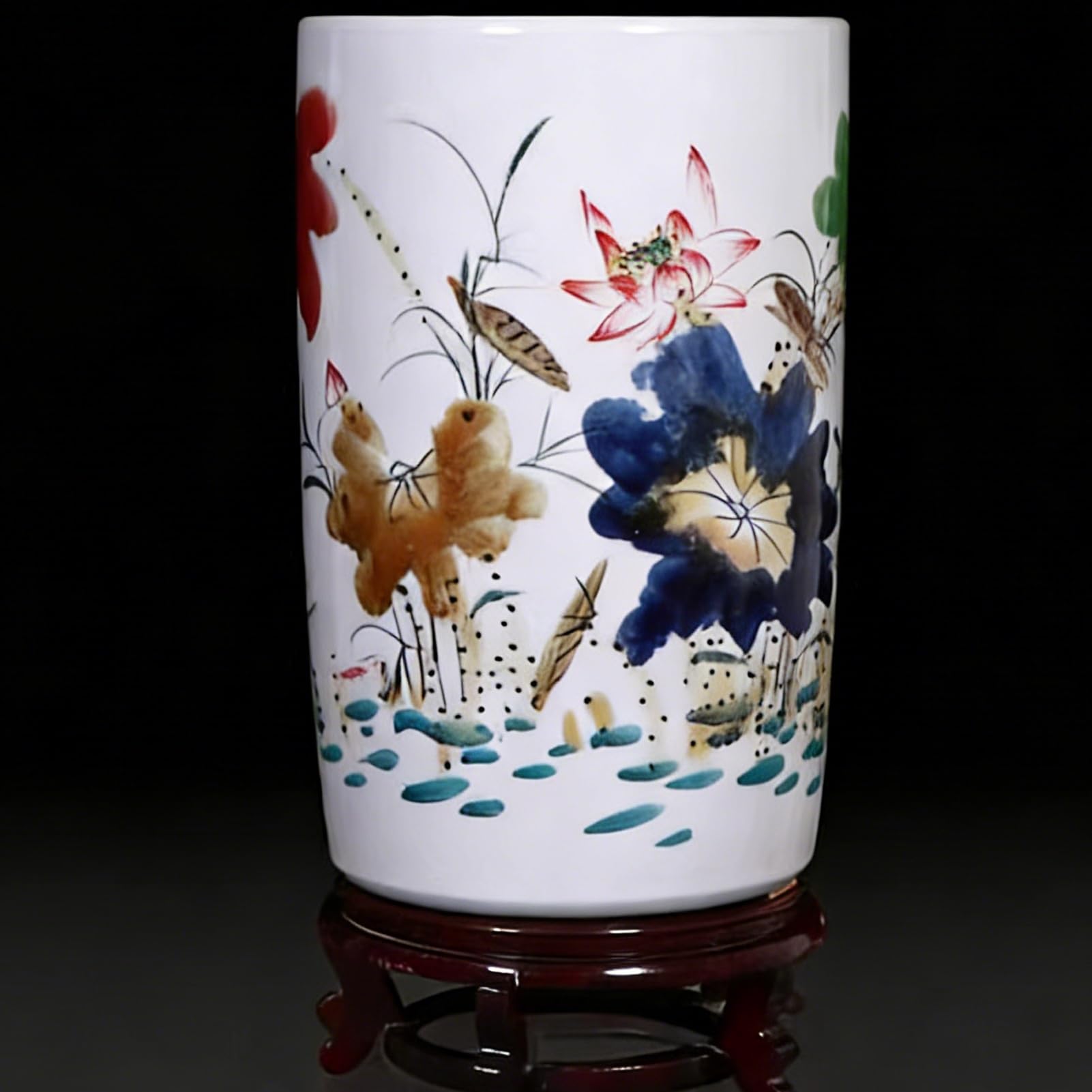 Porte-parapluie sur pied d'intérieur en porcelaine peinte pour patio