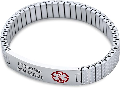Miniatura 2 de Bling Jewelry Pulsera unisex personalizada de identificación médica de identificación médica para mujeres y adolescentes, acero inoxidable,